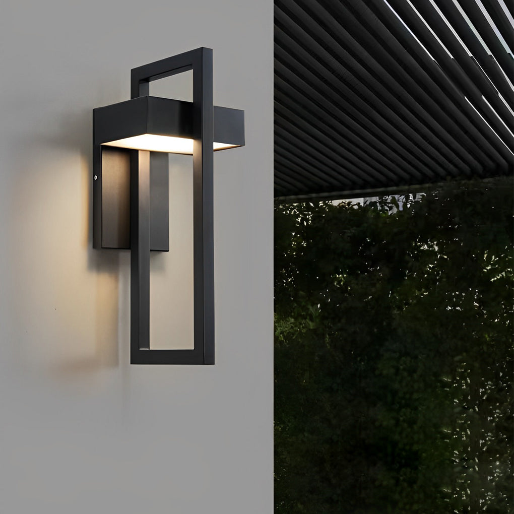 Rectangular Minimalist LED Waterproof Black Modern Outdoor Wall Lamp - Dazuma