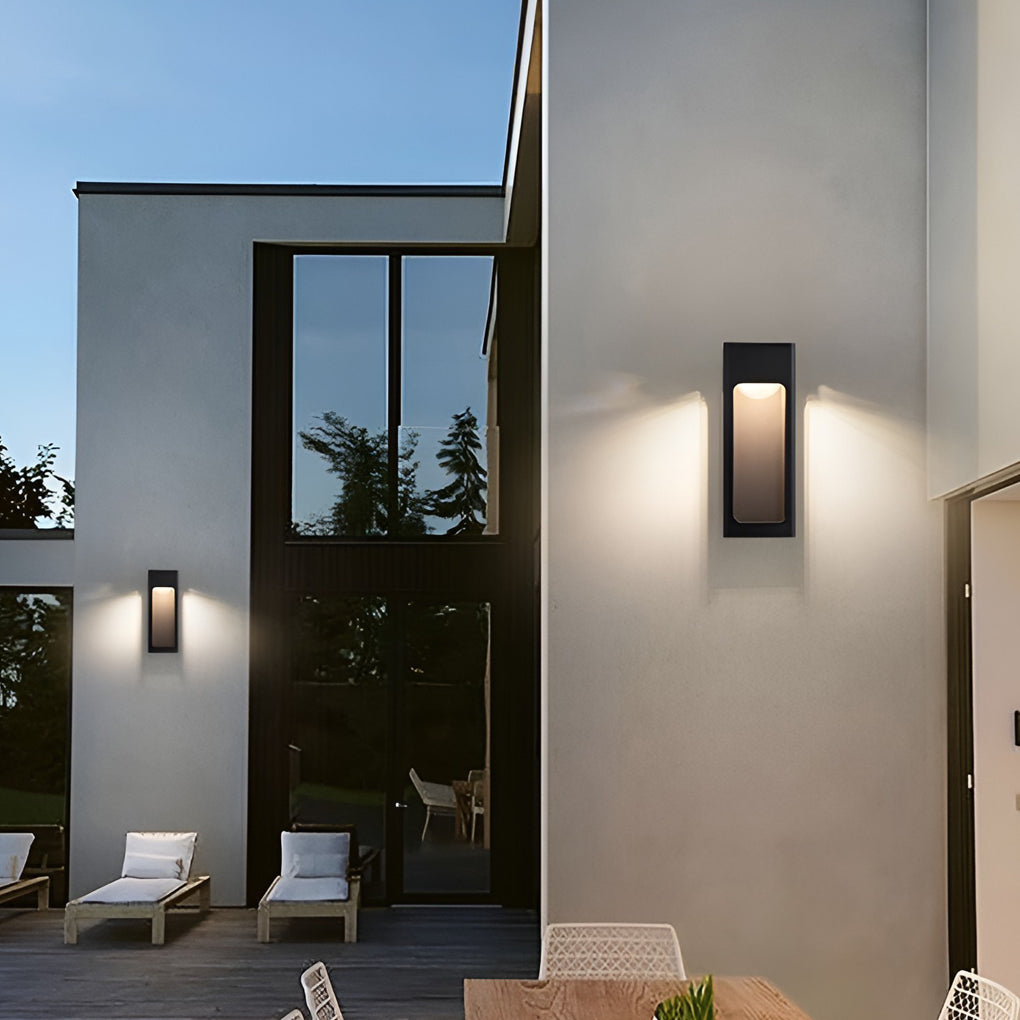 Rectangular IP65 Waterproof 12W LED Black Modern Outdoor Wall Lamp Sconces