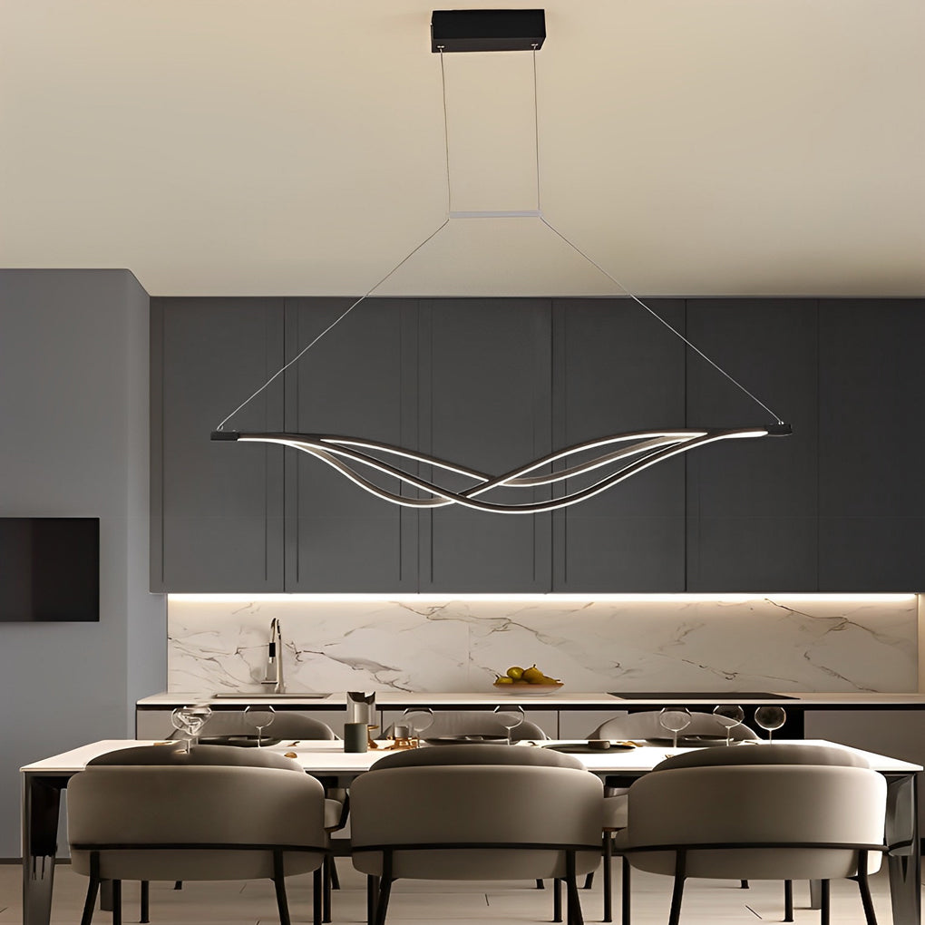 Long Waves Lines Stepless Dimming with Remote Nordic Chandelier Light - Dazuma