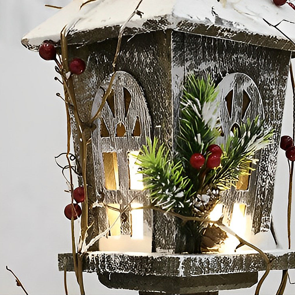Retro Creative Nordic Christmas Decoration Wood House Street Lamp