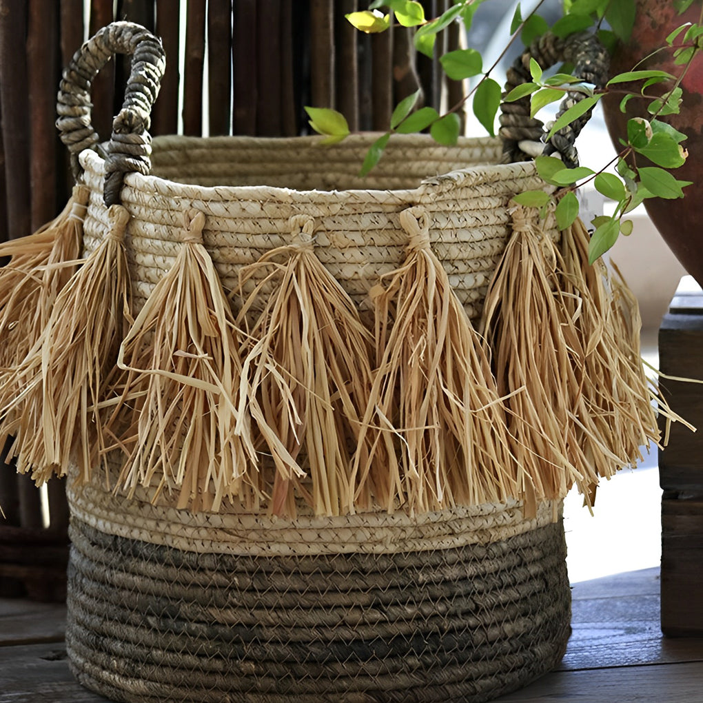 Decorative Storage Bins Wicker Woven Plant Pot