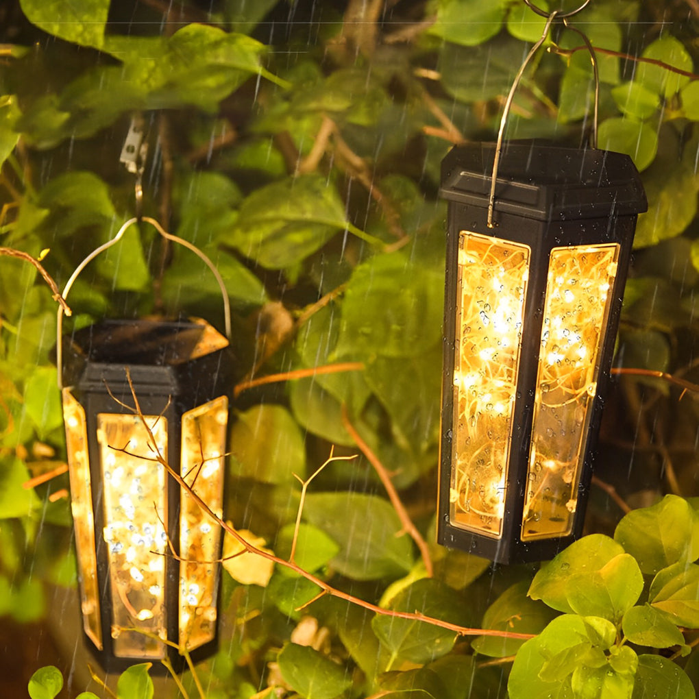 2Pcs Hexagonal LED String Lights Solar Lawn Lights With Motion Sensor