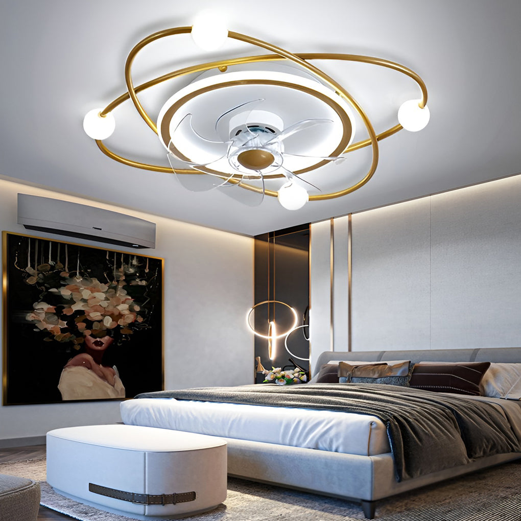 Creative Intelligent Mute Stepless Dimming LED Nordic Ceiling Fan Light