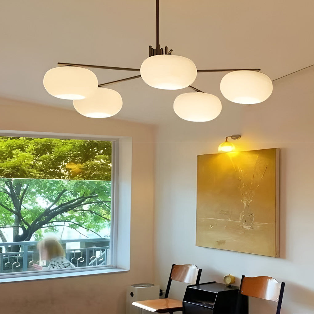 5 Lights Glass Three Step Dimming Light LED Nordic Chandelier Hanging Lamp - Dazuma