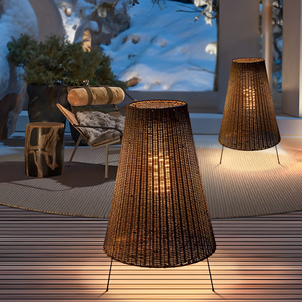 Creative Rattan Waterproof Modern LED Outdoor Floor Lamp Standing Lamp