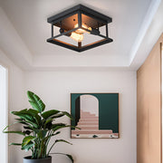 Square Iron Retro Industrial Ceiling Lights Flush Mount Lighting - Dazuma