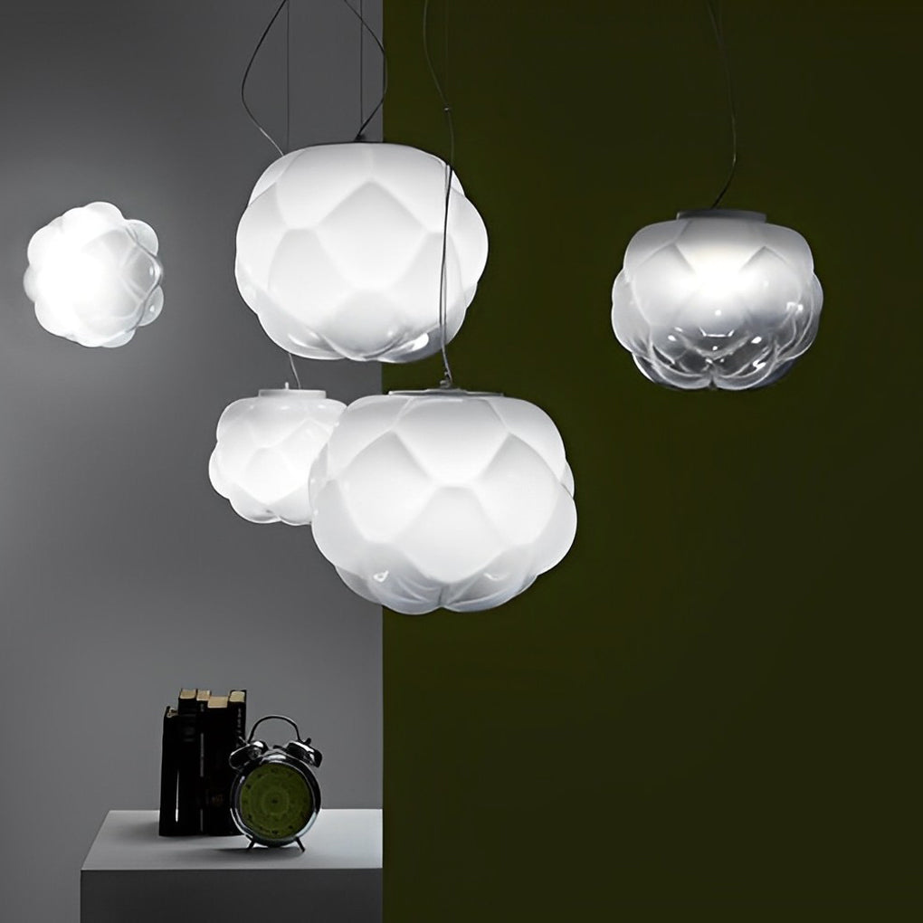 Creative Round Glass Clouds Shaped LED White Modern Chandelier Pendant Light - Dazuma