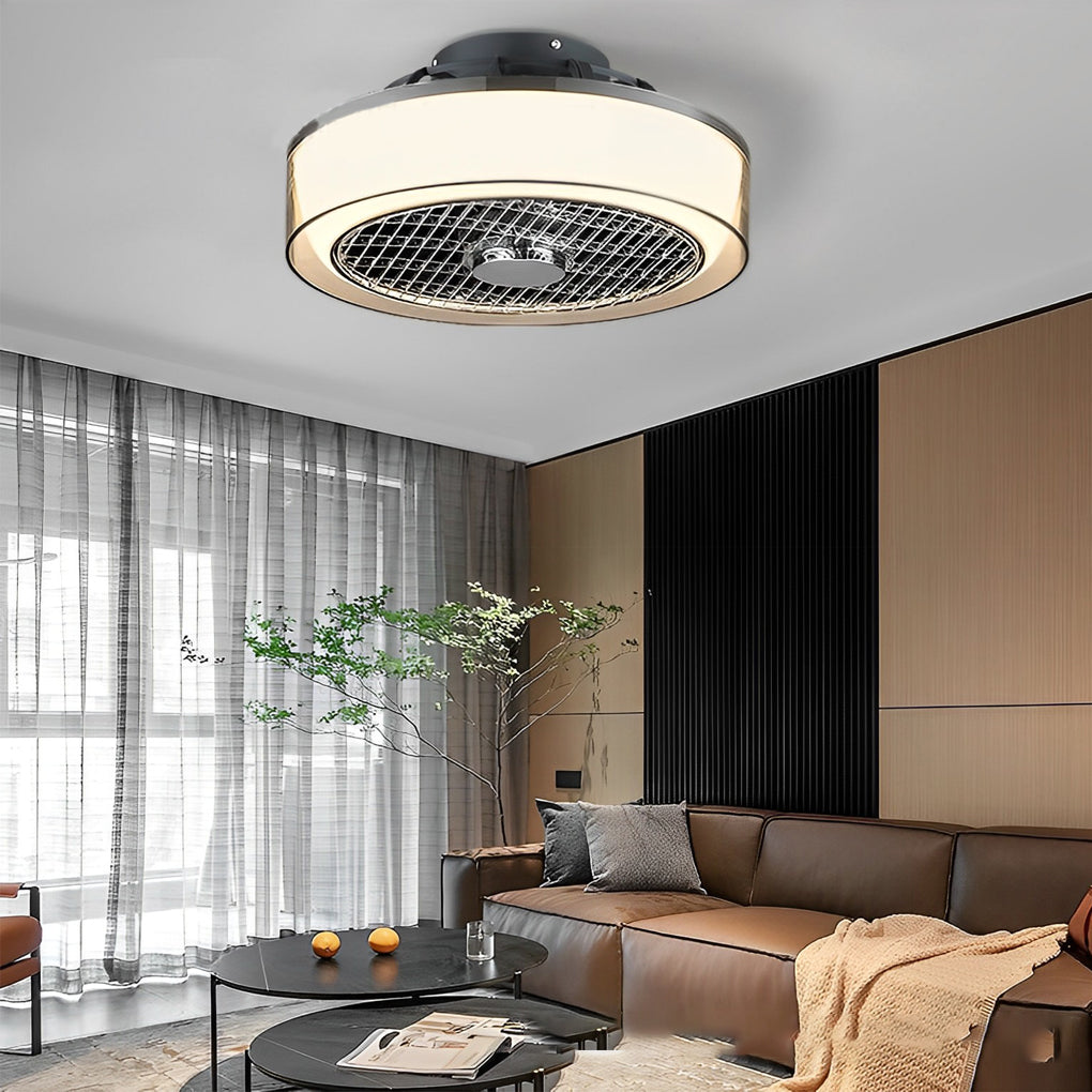 Round Dimmable LED Modern Bladeless Ceiling Fans with Lights Ceiling Fans Lamp