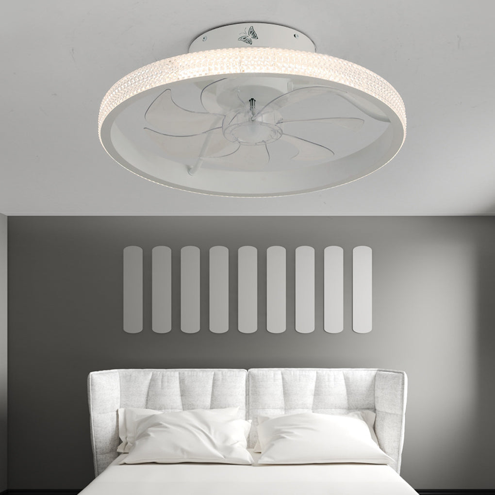 Round Inverter Mute LED Dimmable Modern Bladeless Ceiling Fans with Remote - Dazuma
