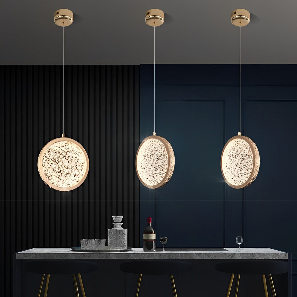 Creative Round Iron Acrylic Three Step Dimming Modern Pendant Lights - Dazuma