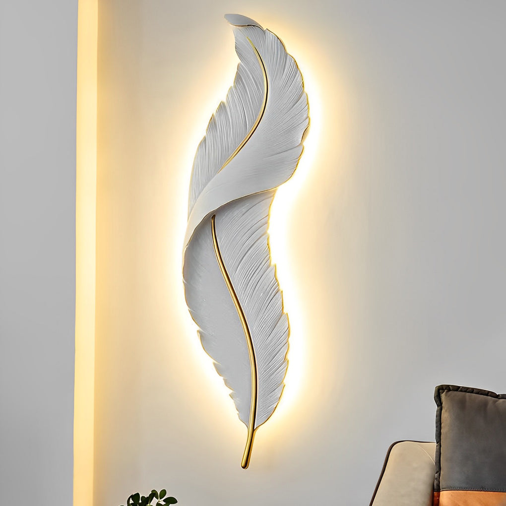 Creative Feathers LED White Luxury Modern Wall Lamp Wall Sconce Lighting - Dazuma