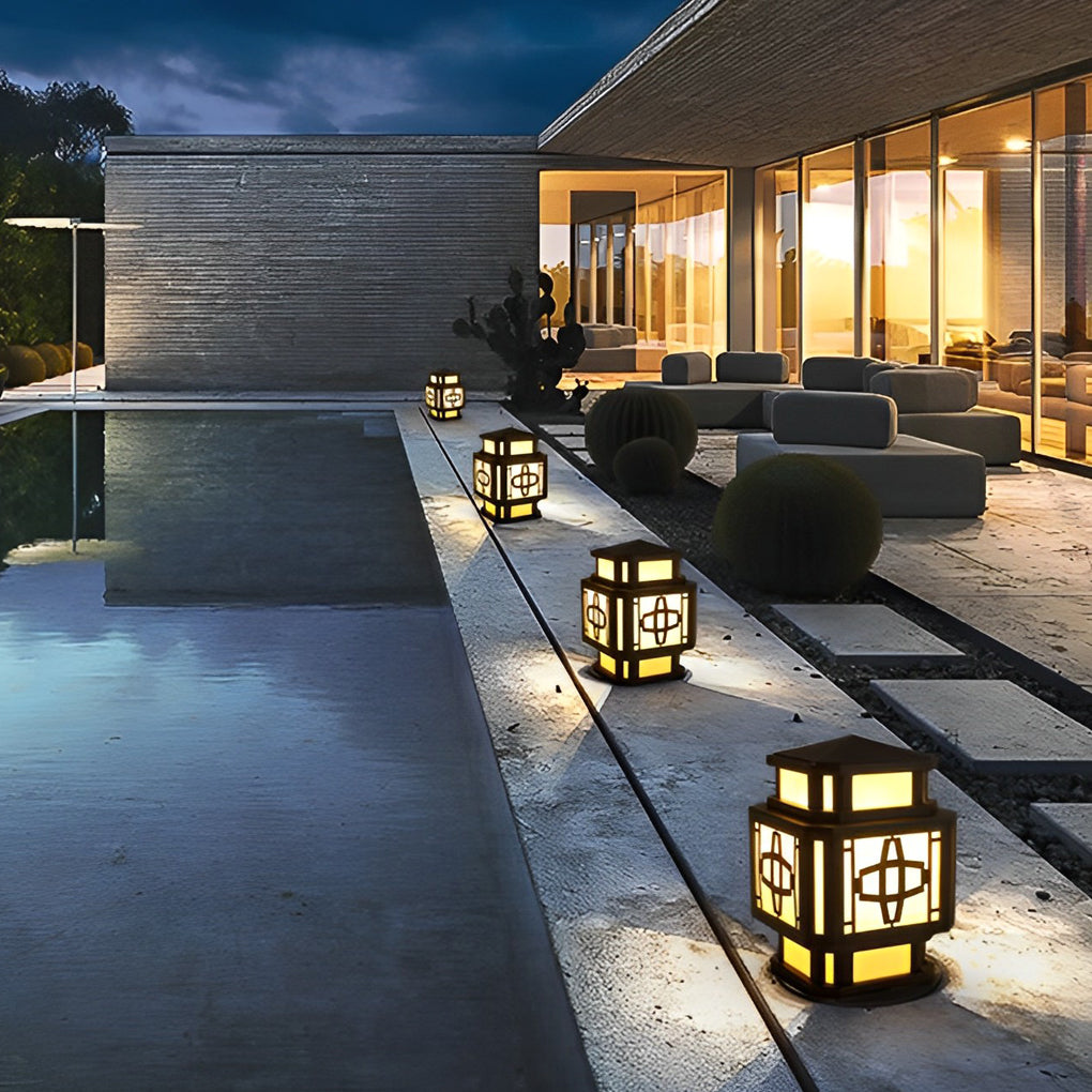 Creative LED Waterproof Black Retro Outdoor Deck Post Lights Pillar Light