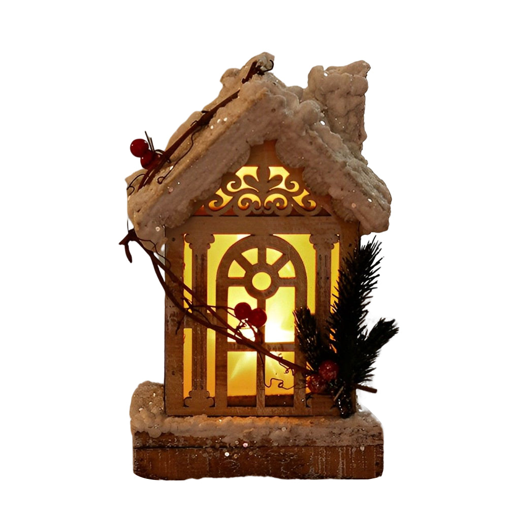 Creative Wooden Christmas Houses Village Ornaments Decoration with Lights