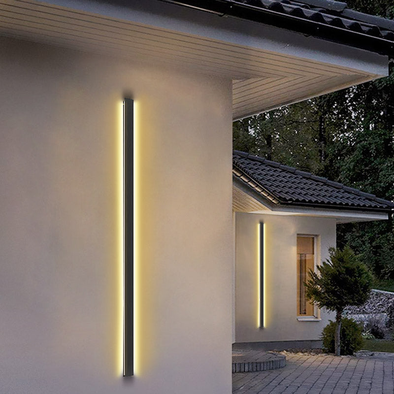 Black Long Linear Metal Waterproof Dimmable Modern Outdoor Wall Lights