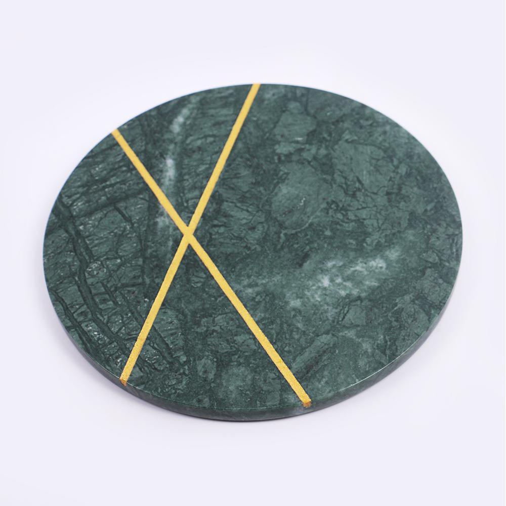 Round Marble Pastry Board Cheese and Cracker Platter Fruit Platter Green
