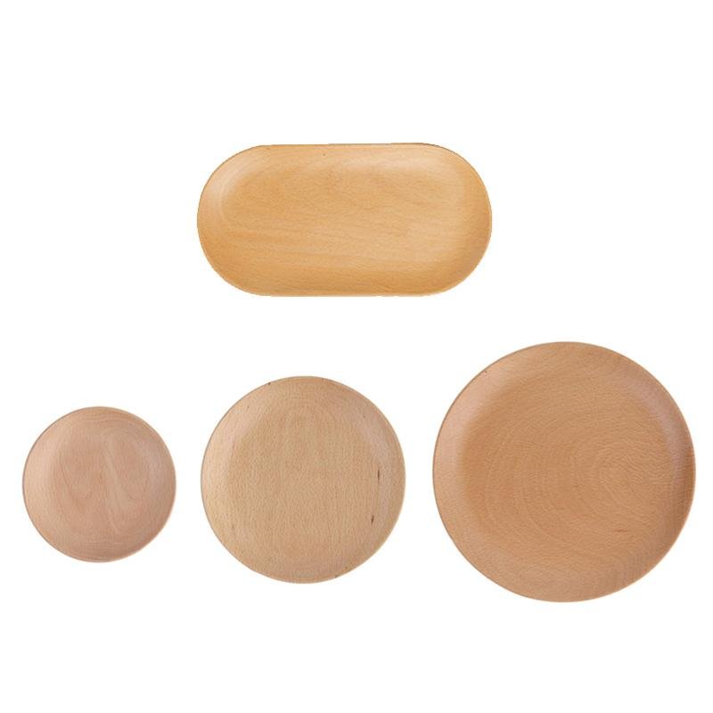 4-Pieces Rustic Set Wood Serving Plates Trays - dazuma