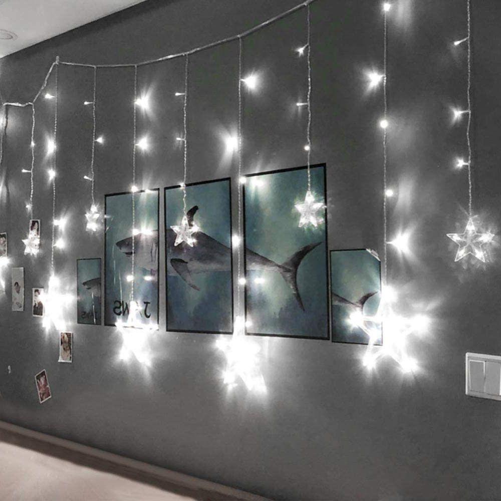 12 Stars LED Curtain Stardust String Lights 2.5m 216 LEDs 3 Colors Waterproof Christmas Wedding Decoration Garden Yard Patio D¨¦cor Lamp-dazuma