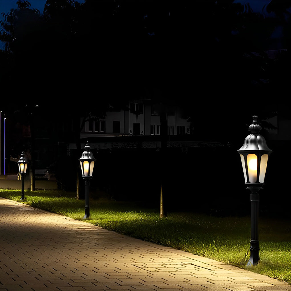 Elegant European-Style Black LED Outdoor Pathway Lamp Post