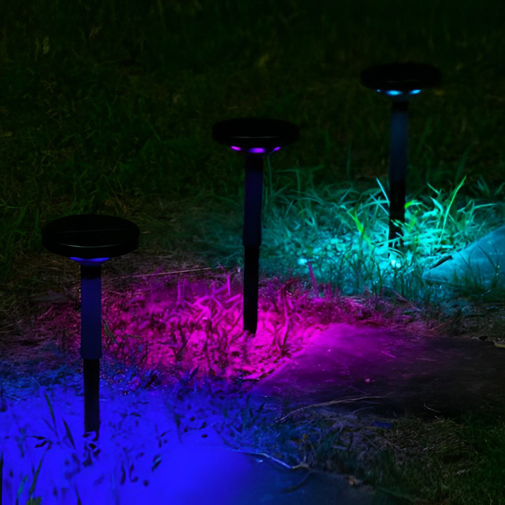 Round Waterproof LED Colorful RGB Modern Solar Lawn Lights Path Light