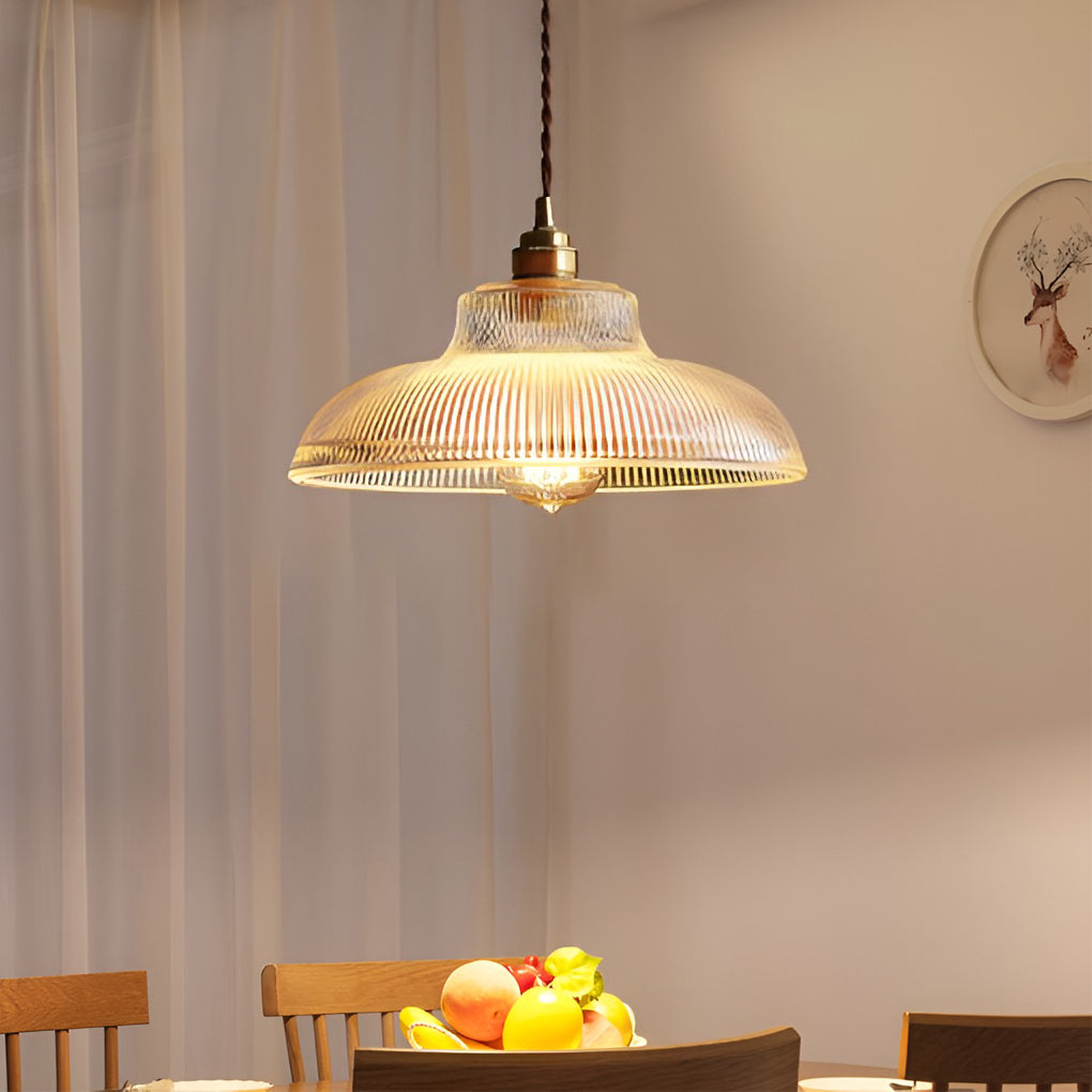 Vintage Round Glass Copper E27 Nordic Chandelier Hanging Ceiling Lights - Dazuma