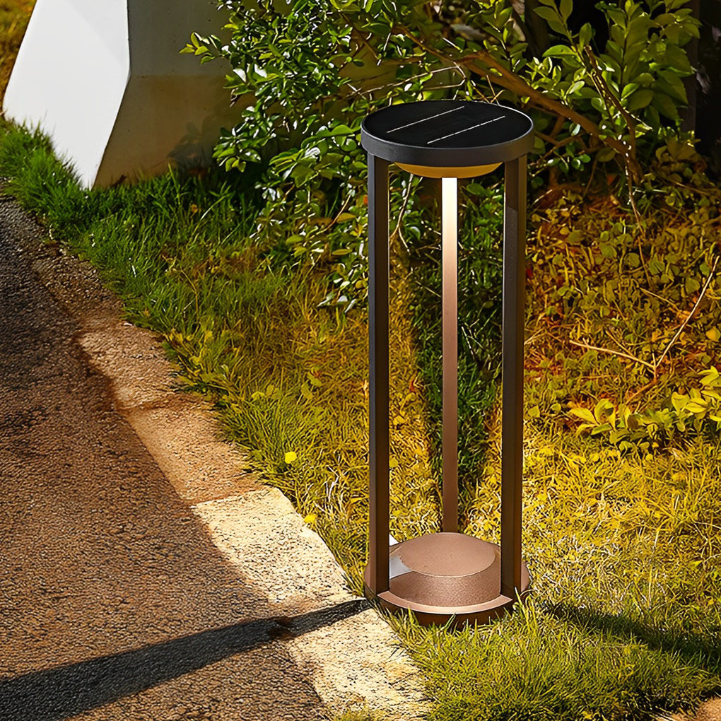 Adjustable Brightness LED Solar Path Lights Outdoor Black Modern Lawn Lamp