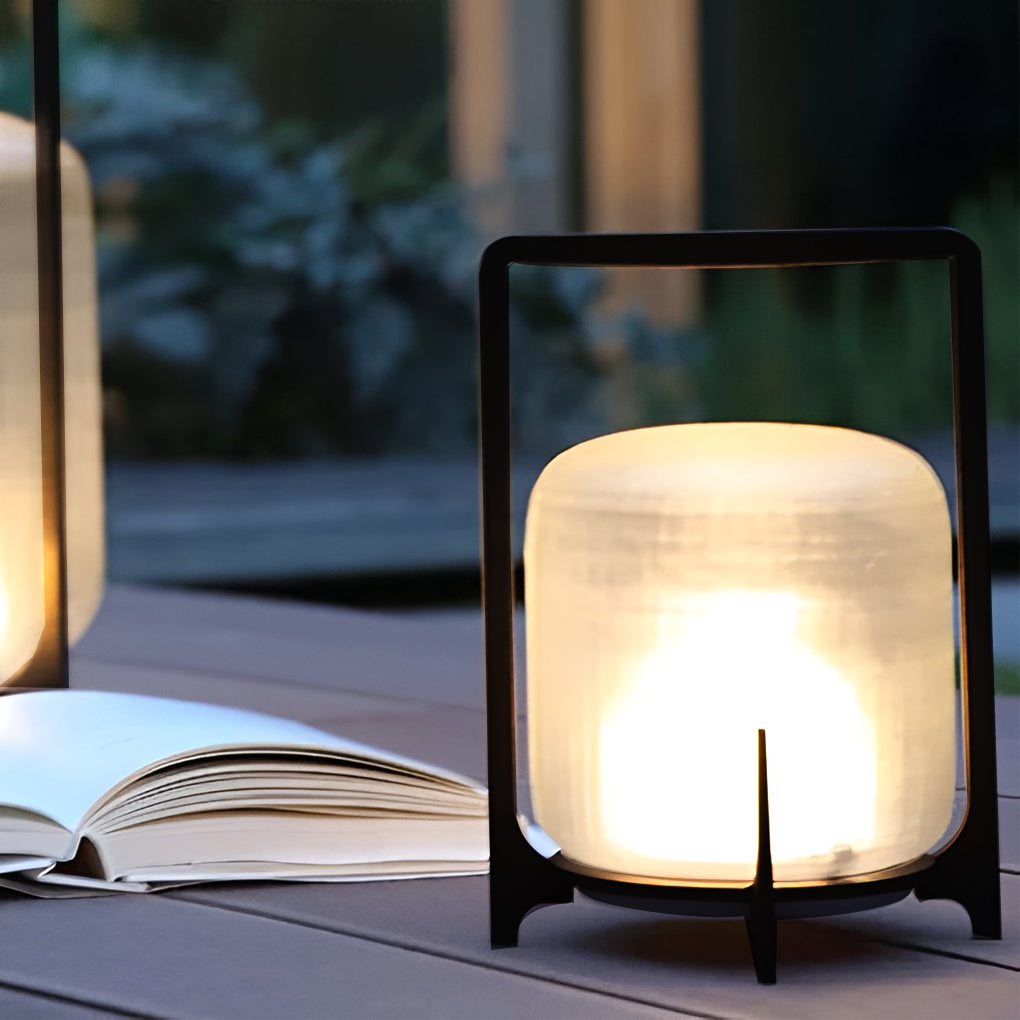 Portable Lantern Shaped Glass Waterproof LED Modern Outdoor Lights