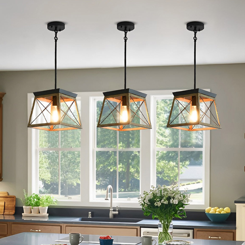 Geometric Iron Adjustable Height Retro Industrial Style Chandelier Light - Dazuma