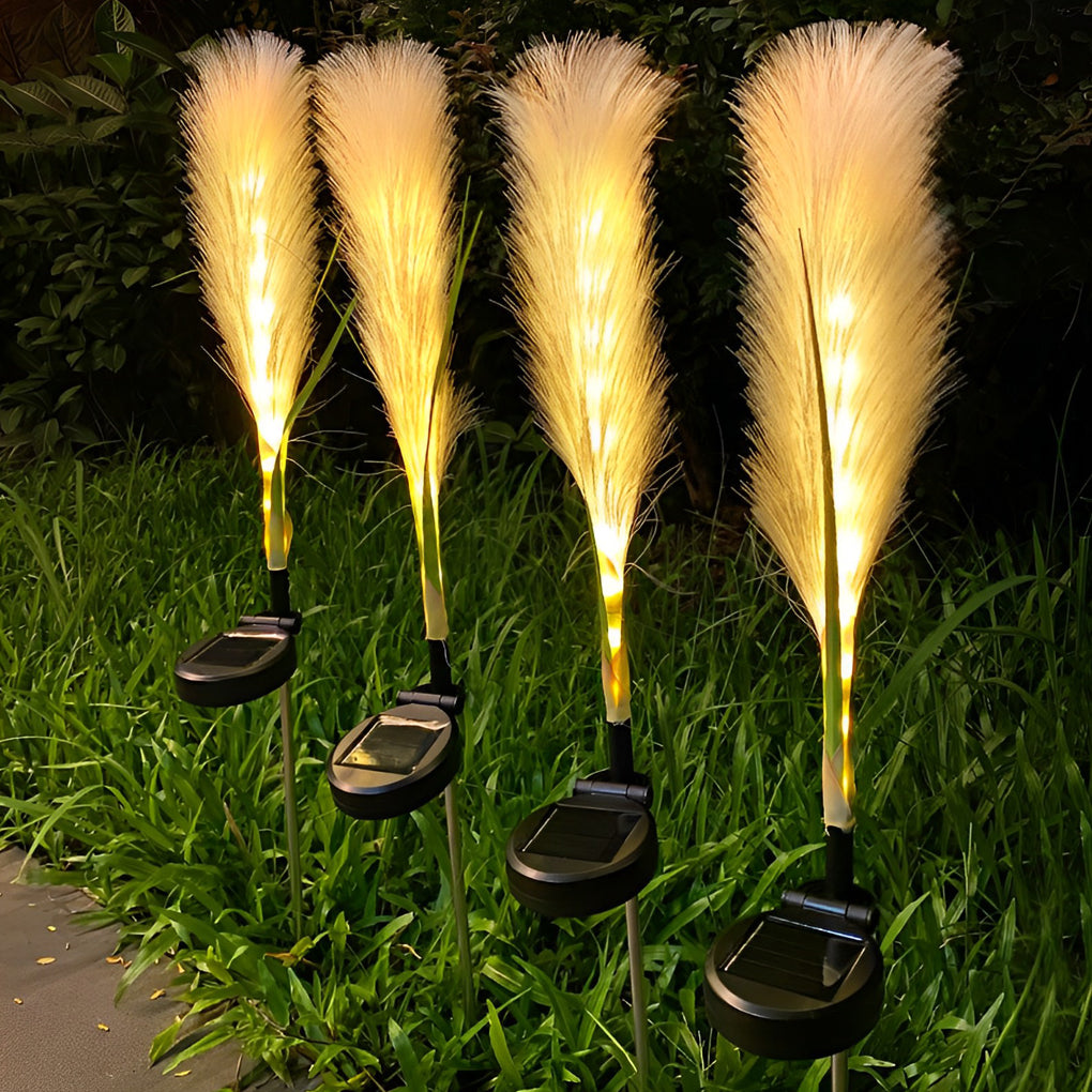 2PCS Creative Hairy Reed Decor LED Intelligent Modern Solar Lawn Lamp