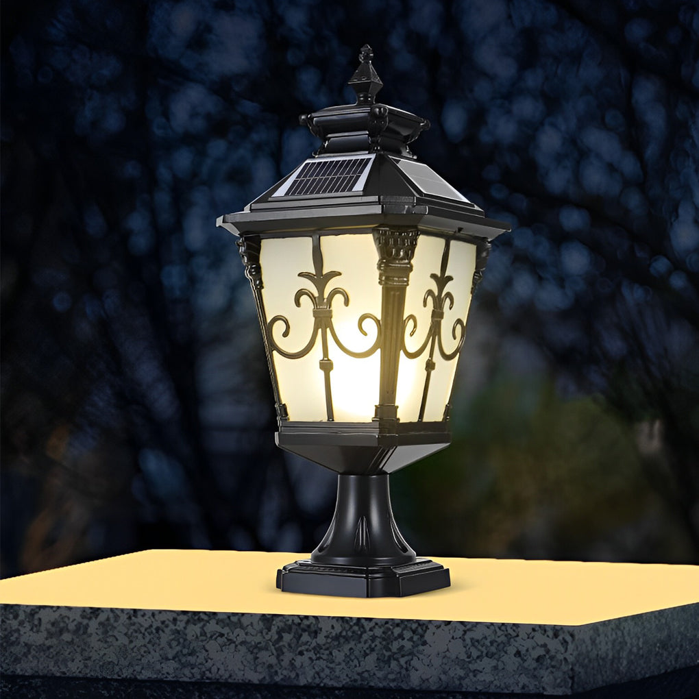 Retro Pattern Waterproof LED European Style Solar Fence Post Lights - Dazuma