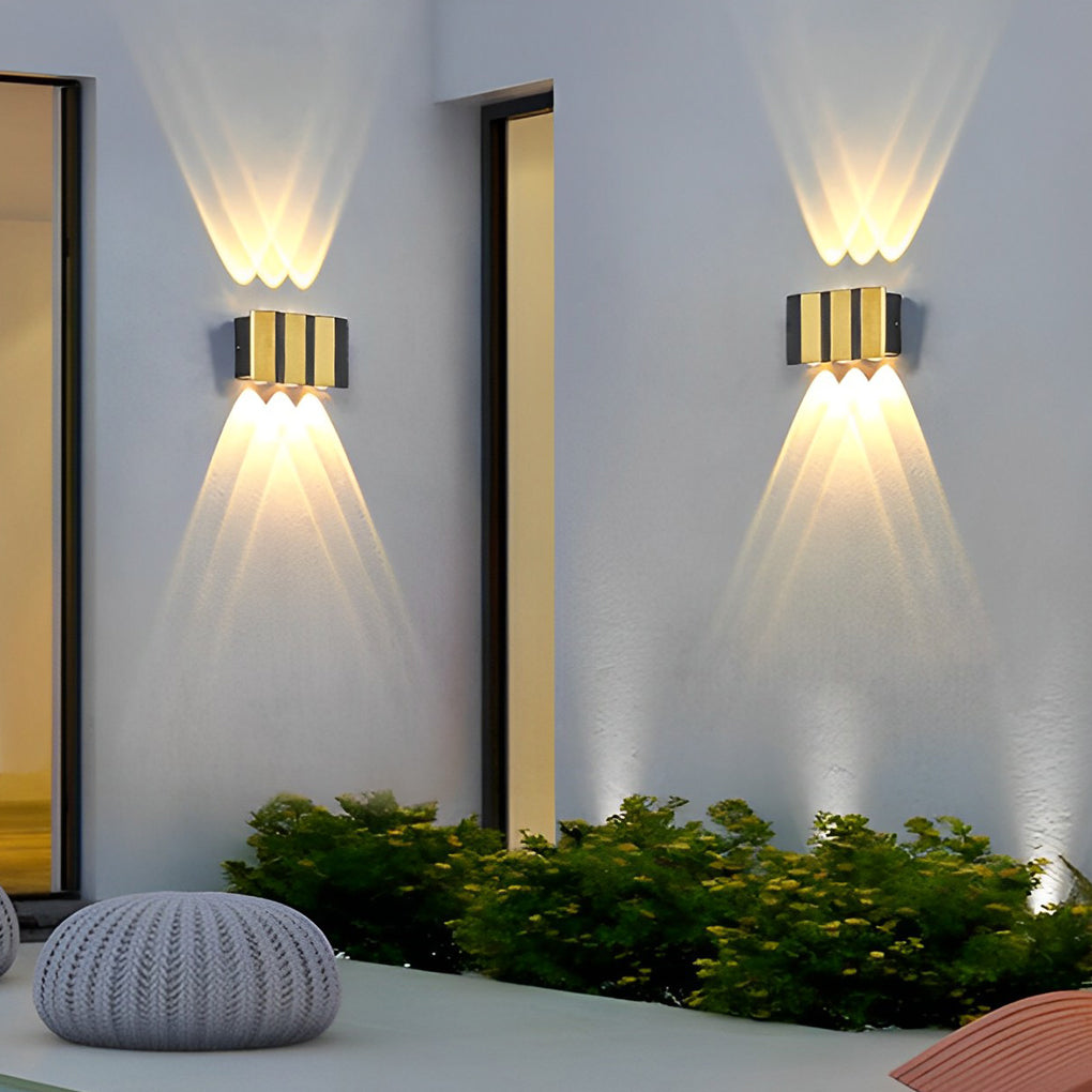 Black & Gold Aluminum LED Outdoor Up Down Wall Light - Dazuma