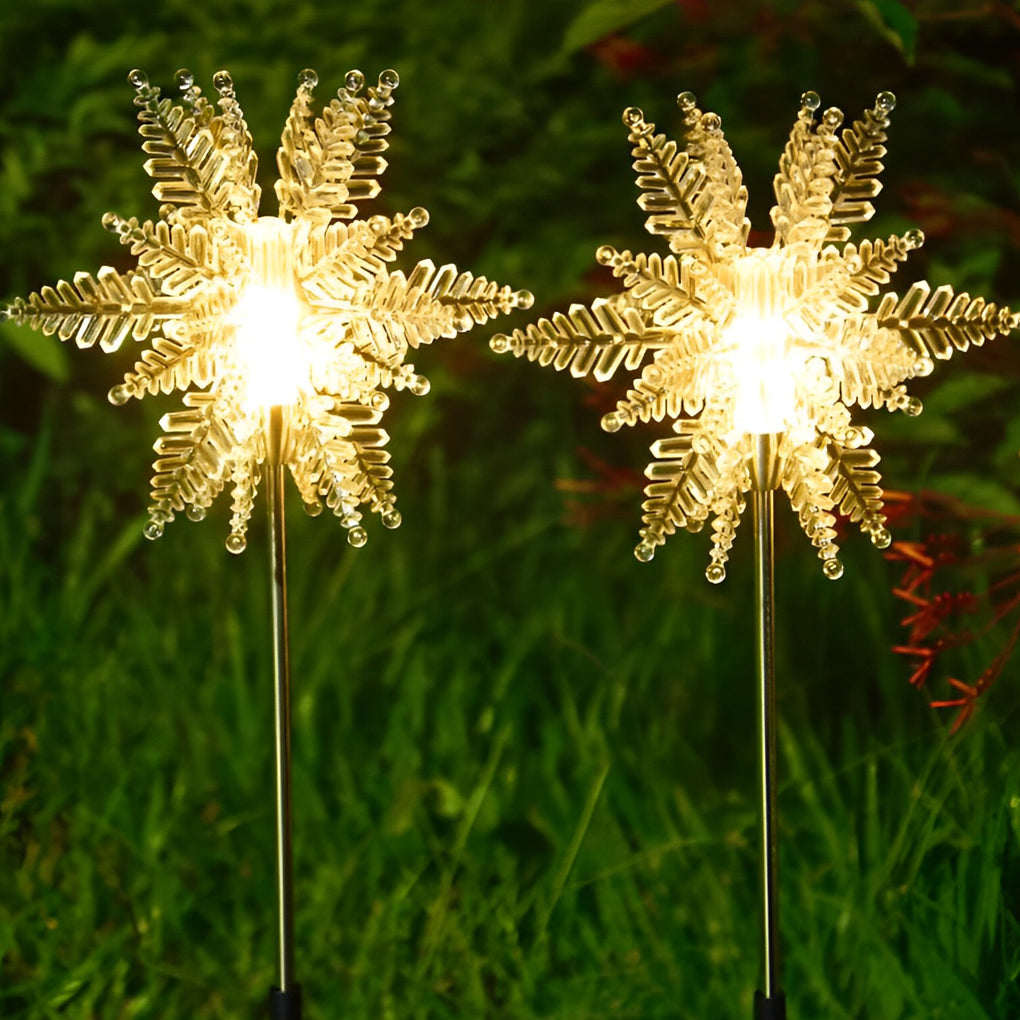 Acrylic Solar Snowflake Lawn Lights 2PCS Set for Festive Outdoor Ambience