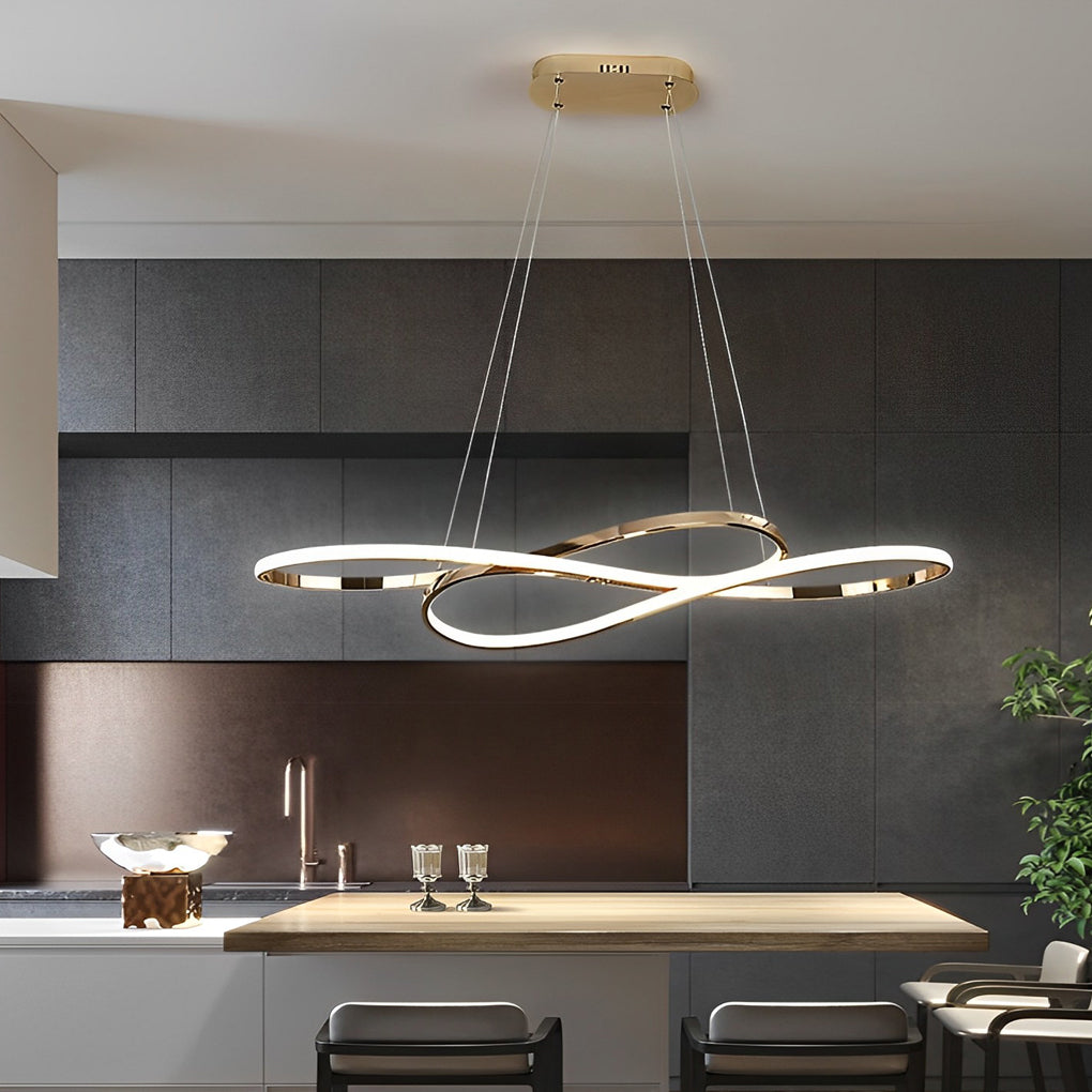 [Open-Box] Wavy Double 8-shaped LED Stepless Dimming Nordic Chandelier Hanging Lamp