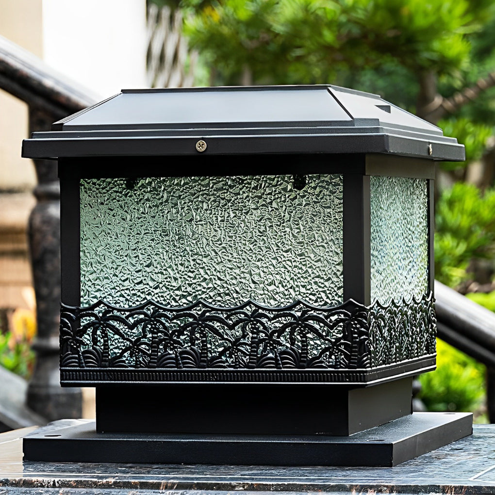 Creative Square Waterproof LED Black Modern Solar Fence Post Lights