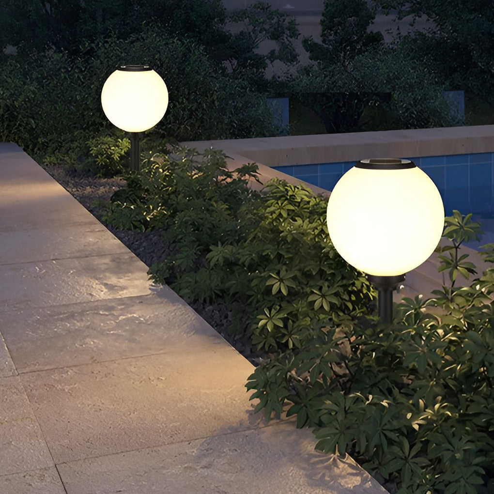 Adjustable Brightness LED Solar Pathway Lights Round Ball Design