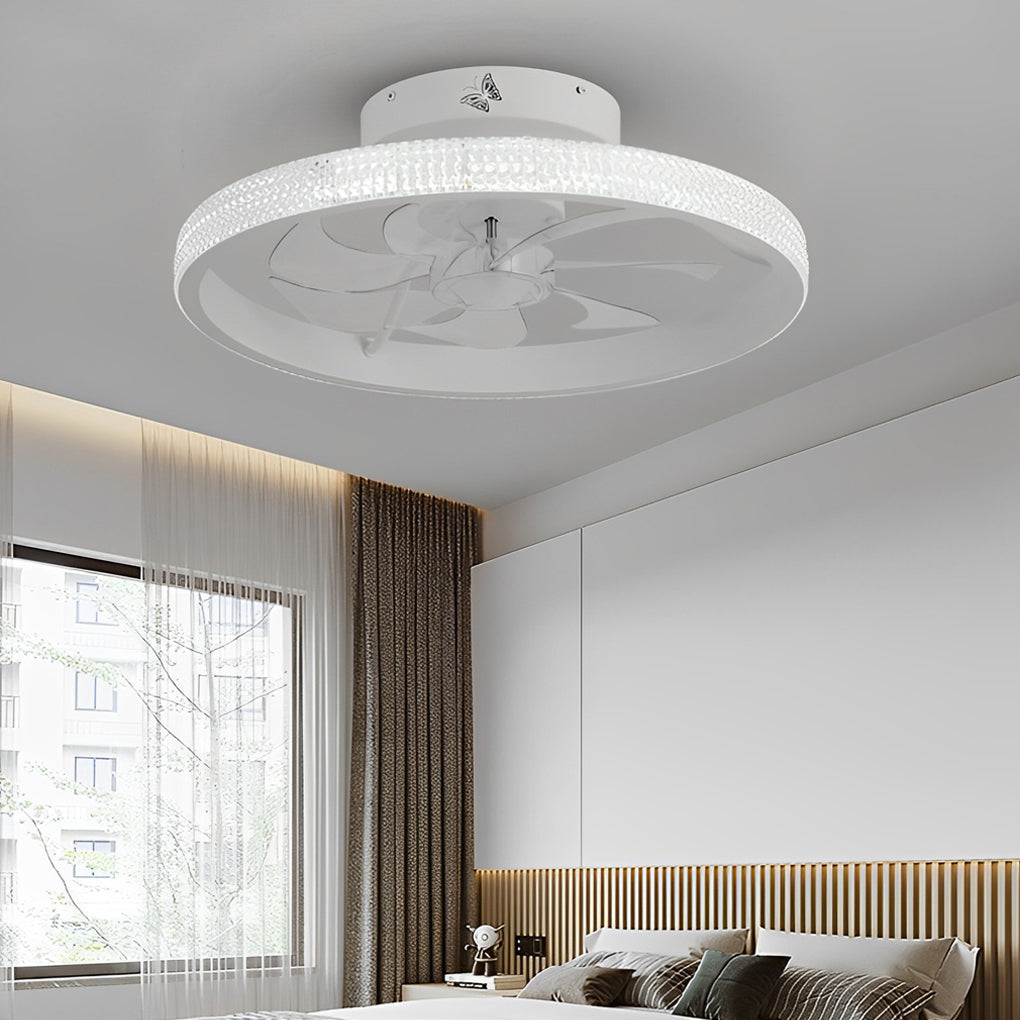 Round Inverter Mute LED Dimmable Modern Bladeless Ceiling Fans with Remote
