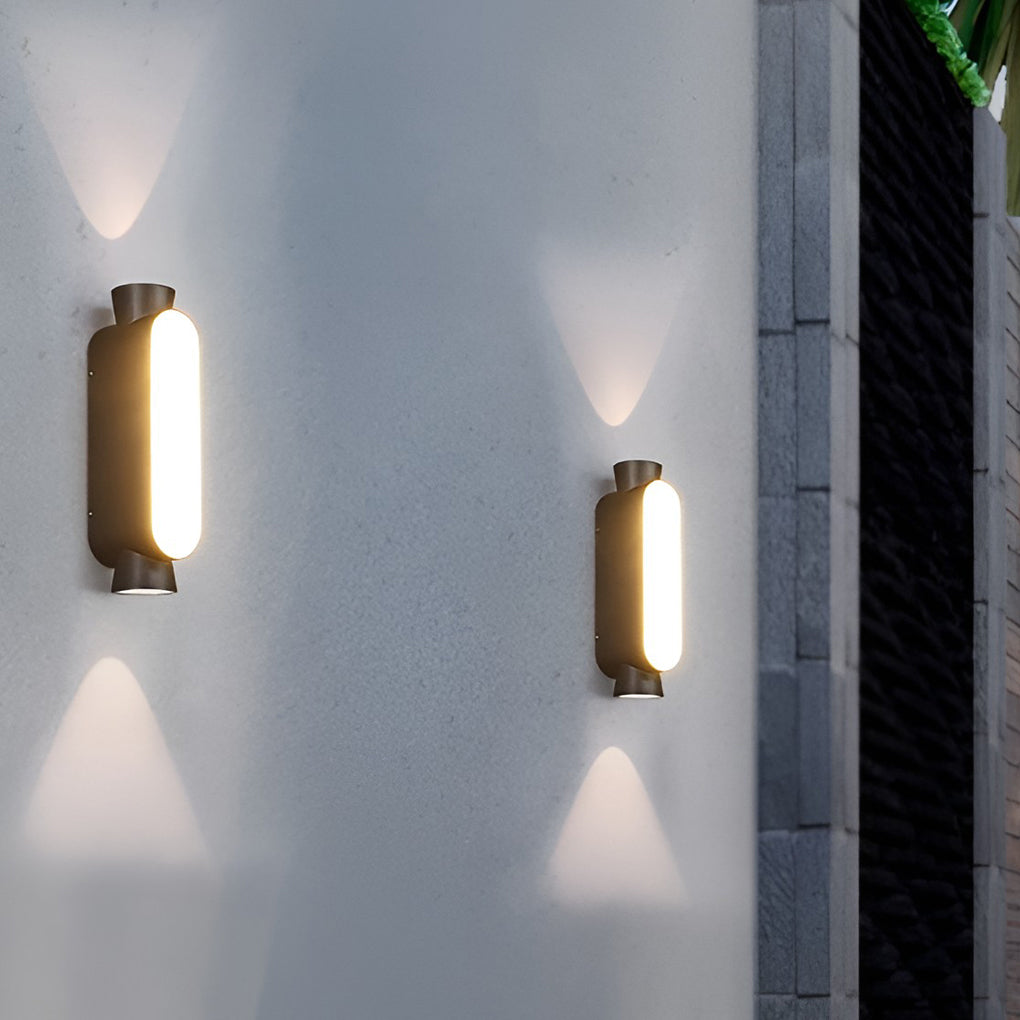 Waterproof LED Up and Down Lights Black Modern Outdoor Wall Sconce ...