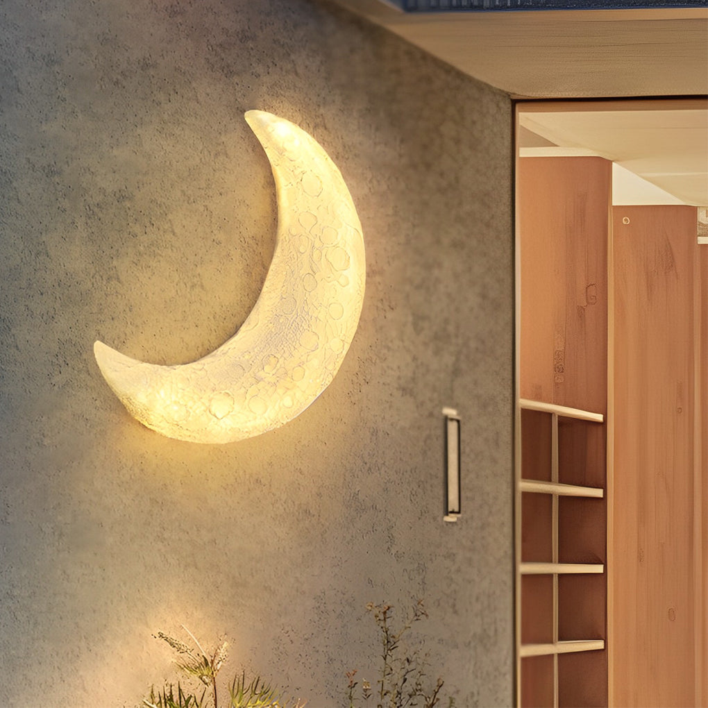Creative Resin Moon Waterproof LED Modern Outdoor Wall Sconce Lighting
