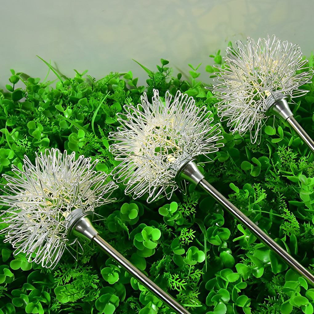 Elegant Aluminum LED Solar Dandelion Lights Dual Pack for Garden and Lawn