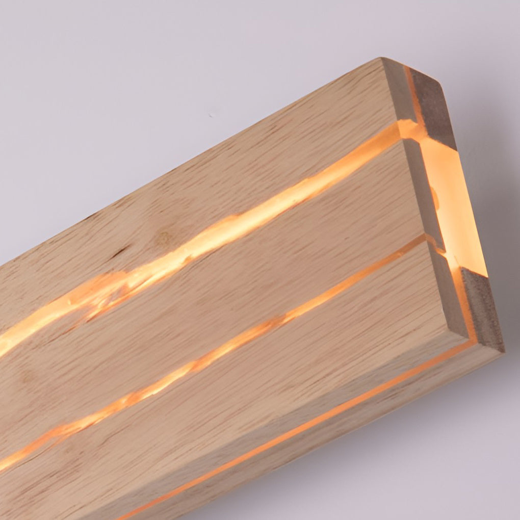 Adjustable Rectangular Wood Three Step Dimming LED Modern Wall Lamp