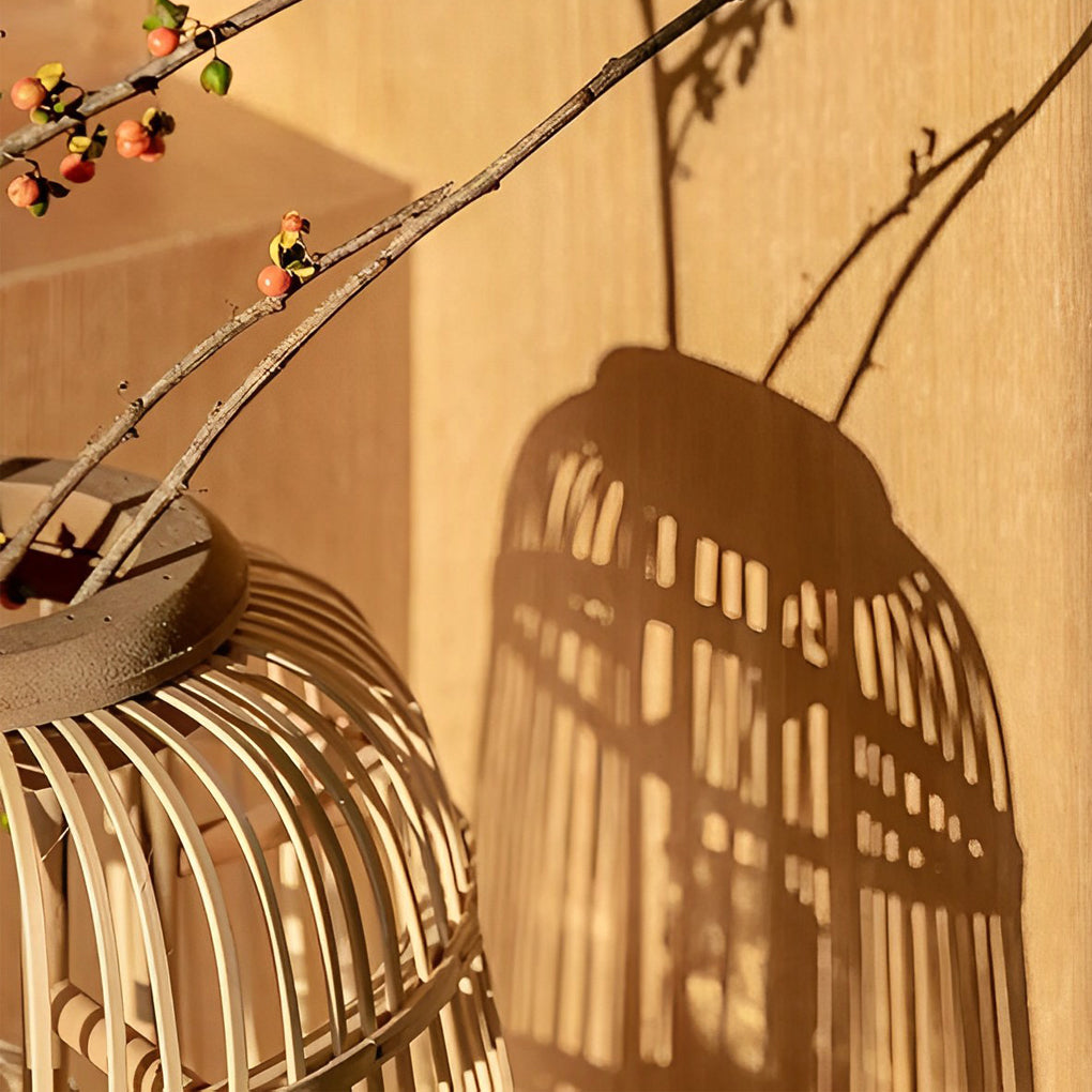 Handmade Rattan Lantern Shape Minimalist Japanese Style Pendant Lights