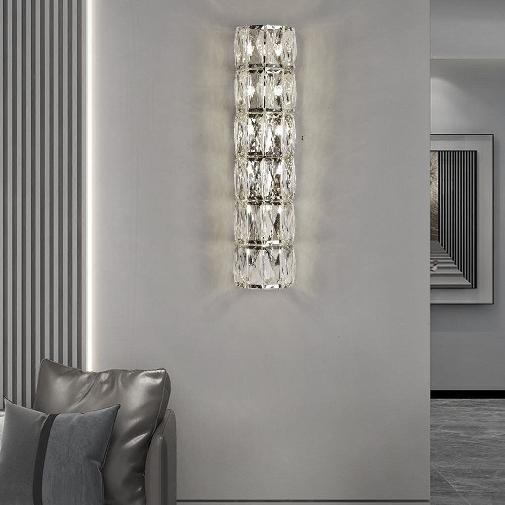 Cylindrical Crystal Three Step Dimming Light LED Modern Wall Sconces Lighting - Dazuma