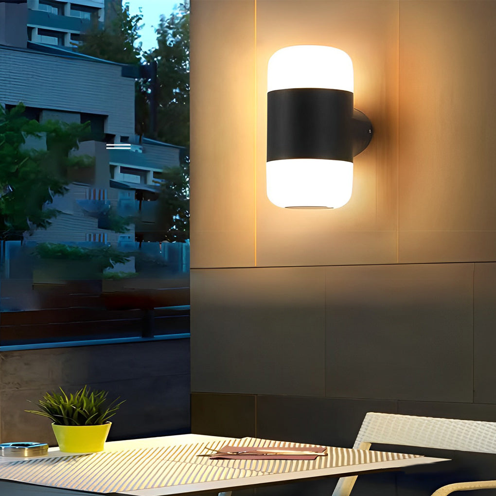 Round Up and Down Light LED Waterproof Black Modern Outdoor Wall Lamp - Dazuma