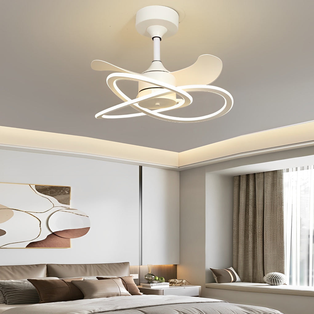 Waves Flower LED Mute Timing Creative Nordic Bladeless Ceiling Fans - Dazuma