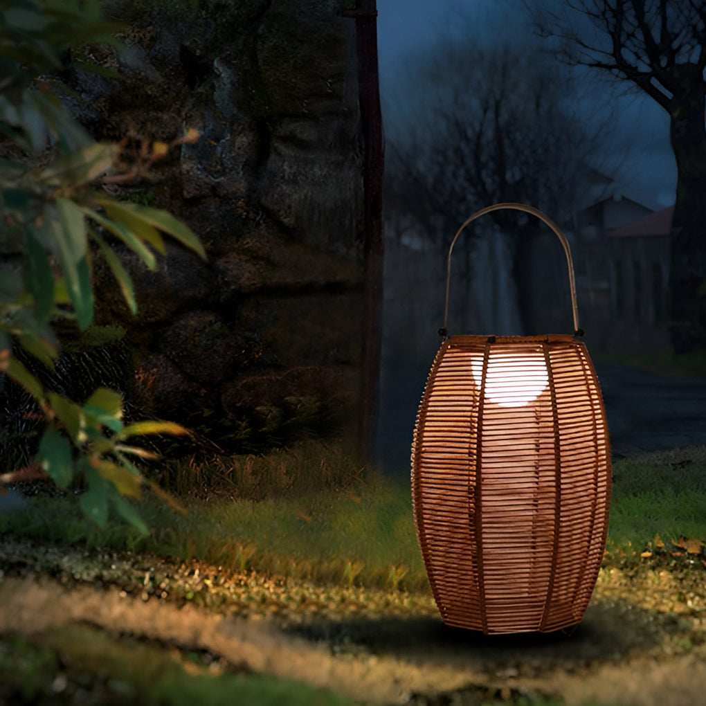 Portable Lantern Rattan LED Waterproof Solar Outdoor Lights Floor Lamp Lawn  Lights Camping Light for Villa Garden Yard – Dazuma