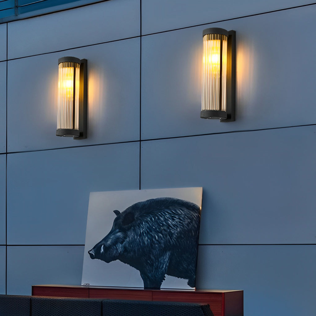 Creative Glass Waterproof LED Black Modern Solar Wall Lamp Exterior Lights