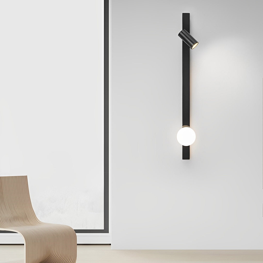 Black/Gold LED Linear Lights Three Step Dimming Wall Lamp with Adjustable Spotlight