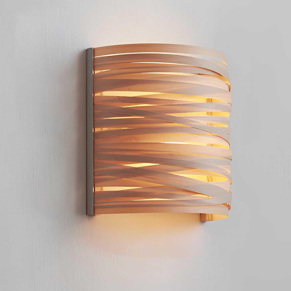 Semi-cylindrical Handmade Wood Decorative Modern Wall Lamp Atmosphere Light