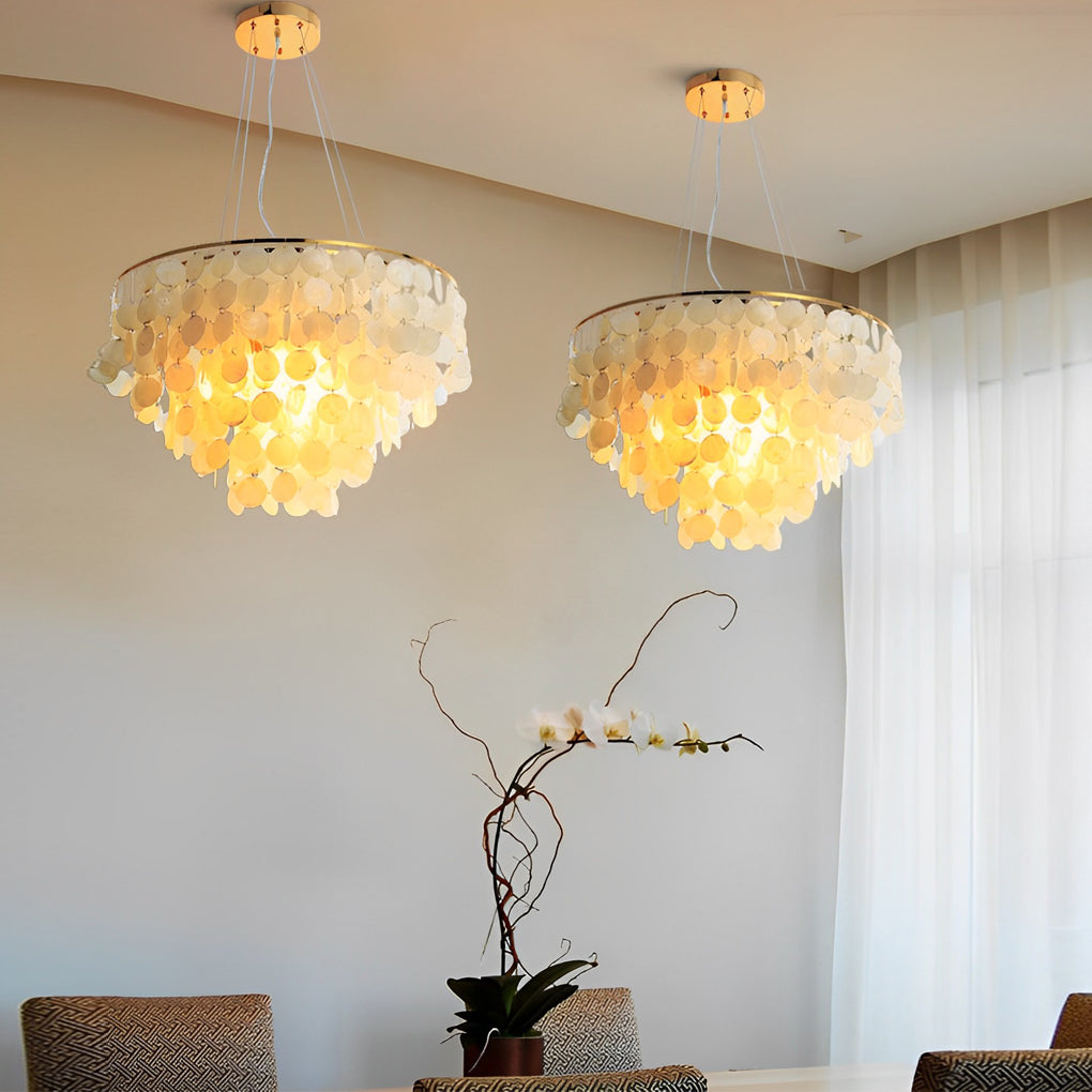 Round Shells Pieces Electroplated Iron LED Nordic Chandelier Pendant ...