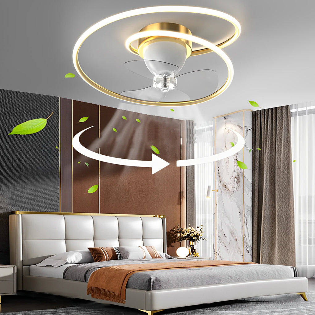 Smart 360° Rotating LED Stepless Dimming Timing Modern Ceiling Fans Light - Dazuma