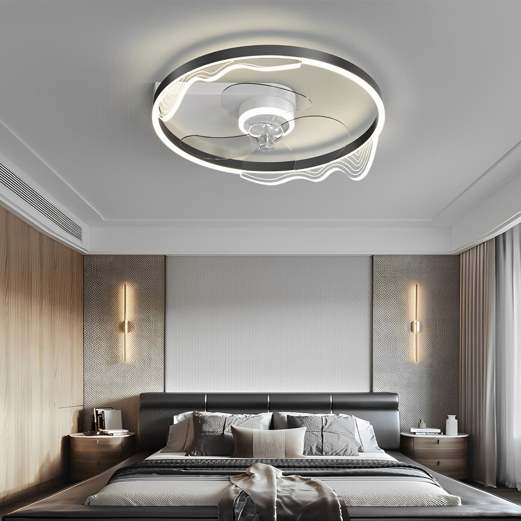 Round Creative LED Mute Intelligent Modern Bladeless Ceiling Fans Lamp - Dazuma